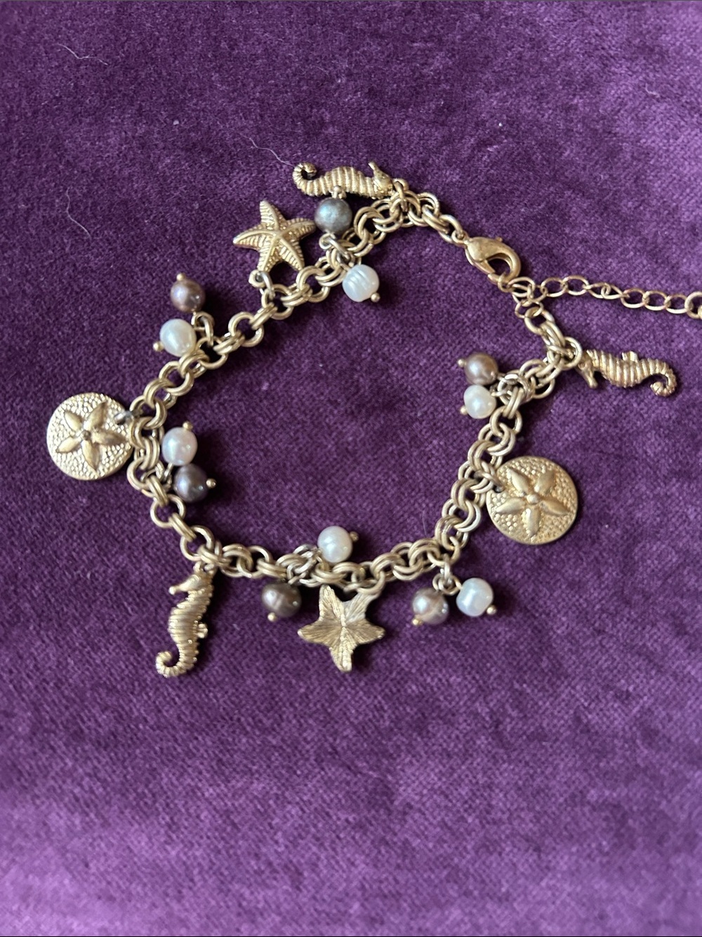 Silver toned ocean charm bracelet